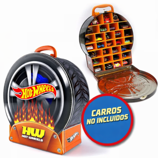 Hot Wheels Estuche Metálico Porta Autos Hot Wheels x29 Rueda en Llamas