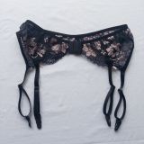 Portaligas Catalina negro floreado