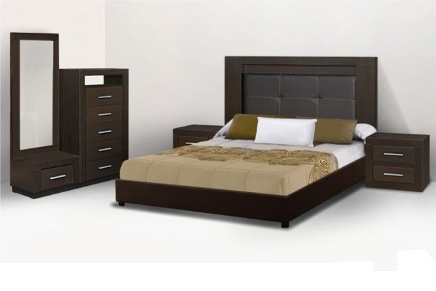 DM DORMITORIO 2 PLZ + CABECERA + 2 VELADORES + 1 COMODA+ ESPEJO LUX