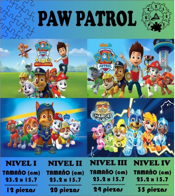 ROMPECABEZA MADERA MDF PAW PATROL (4 EN 1)