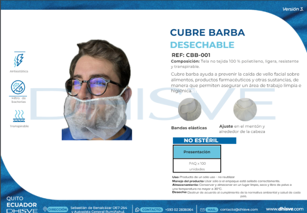 CUBRE BARBA BLANCO DESCARTABLE PAQ/100 UDS