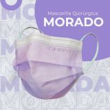 Mascarilla morada con elástico - caja de 50 unidades