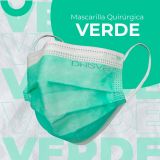 Mascarilla verde con elástico - caja de 50 unidades