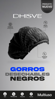 Gorro quirúrgico plegable negro - Paquete de 100 U