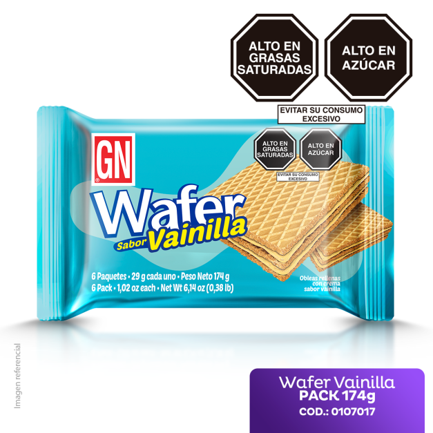 PACK WAFER SABOR VAINILLA X 6 UNID - GN