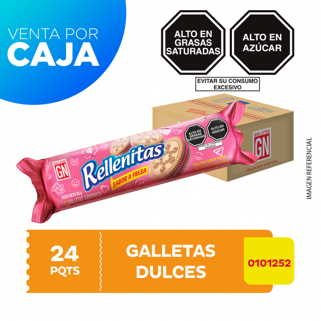 Caja de Galletas Rellenitas Taco sabor a Fresa