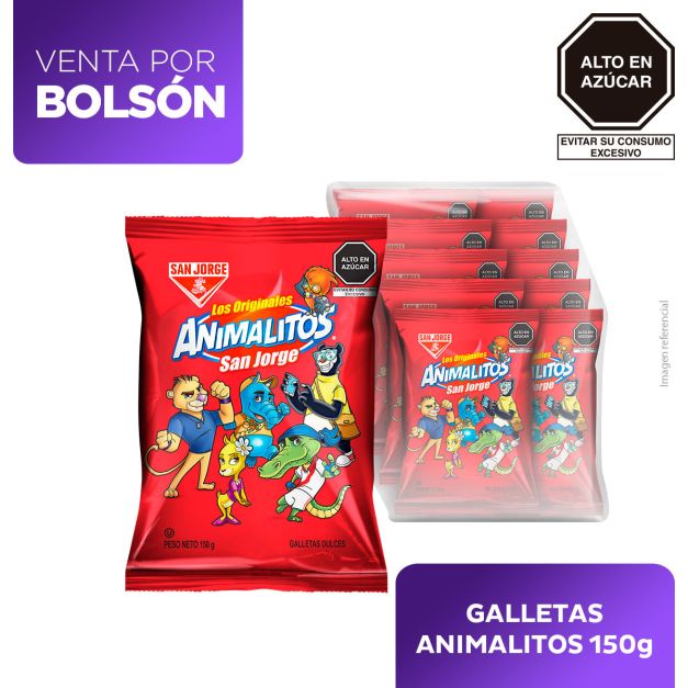 Bolsón de Galletas Animalitos 10 Unidades de 150 g c/u