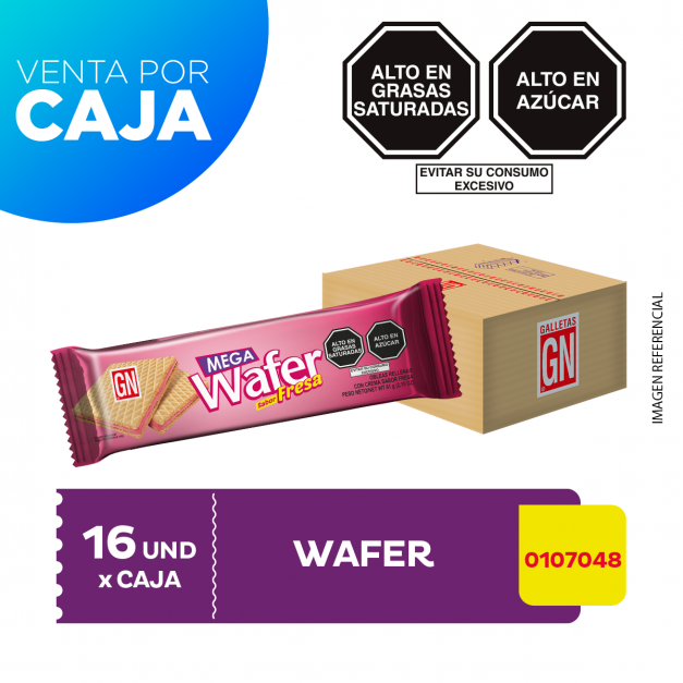 Caja de Mega Wafer Sabor Fresa 16 Unidades de 61 g c/u