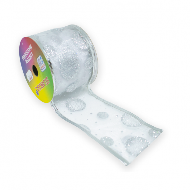 Cinta Navidad Plateado Bolas Rollo 9.14 Metros 1408H-PL 905