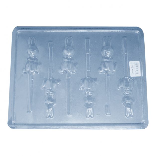 Molde Plástico Paletas Conejo Pascua x6