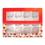 Caja Cupcake x12 Rosas y Puntos