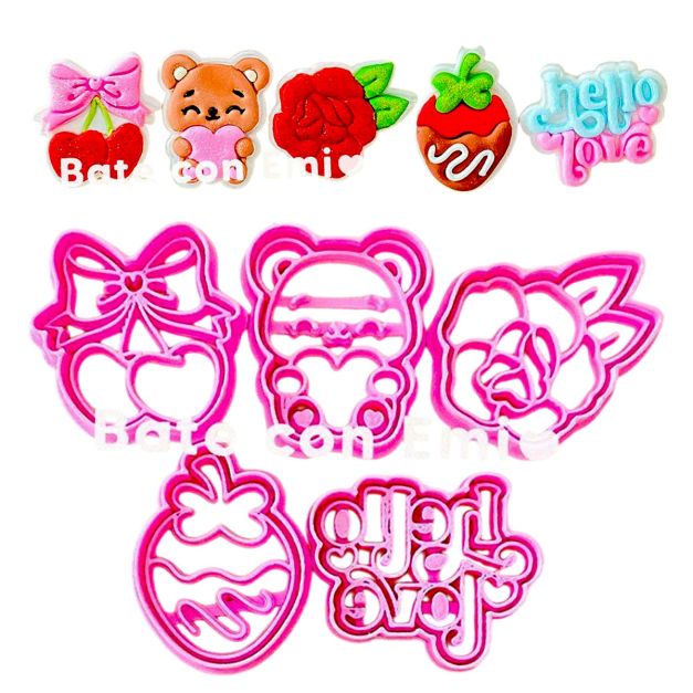 Set de 5 Cortador y Stamp Cupcake Love