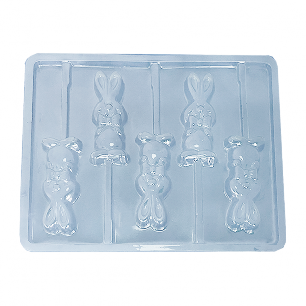 Molde Plástico Paletas Conejo Pascua x5