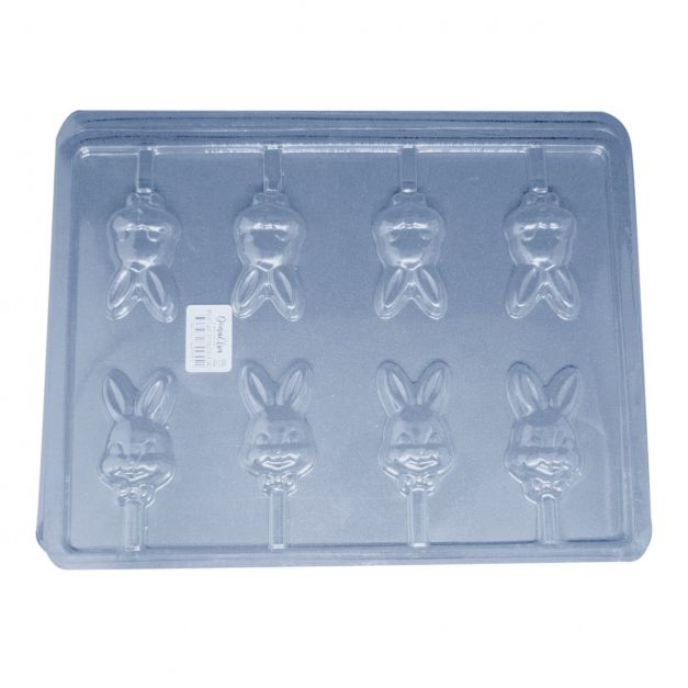 Molde Plástico Paletas Conejo Pascua x8