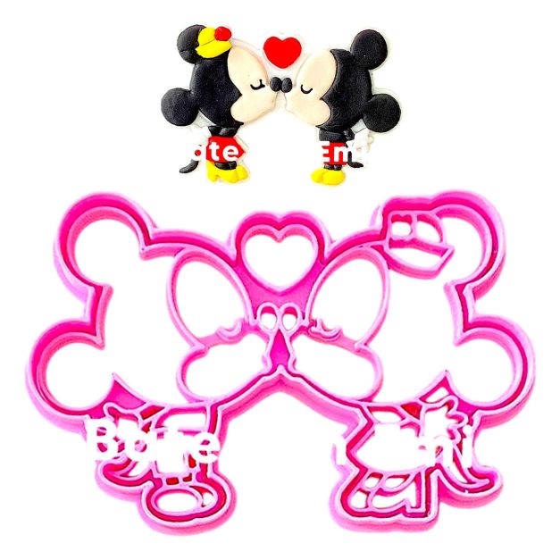 Cortador y Stamp Mickey Minnie Beso Amor