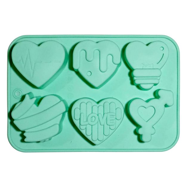 Molde Silicona Corazón Con Diseños