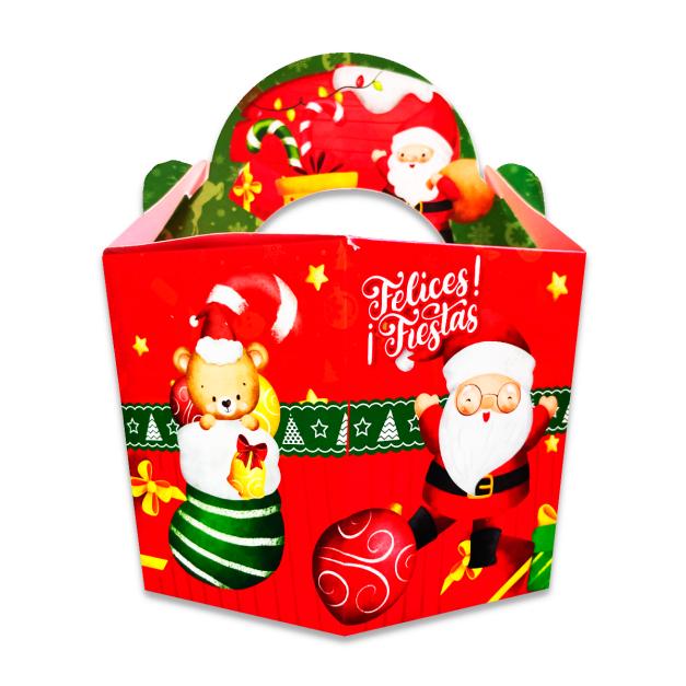 Caja Hexagonal Grande Papá Noel Esfera Navideña Navidad x und