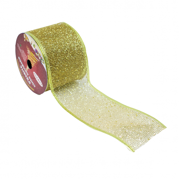 Cinta Navidad Dorado Malla Rollo 9.14 Metros