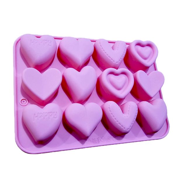 Molde Silicona Corazones Con Diseño