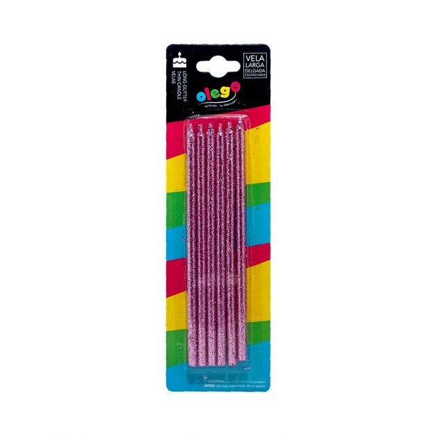 Velas Largas Escarchadas Olego x6