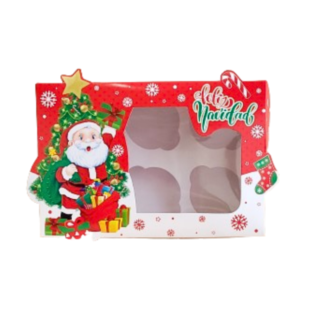 Caja Cupcake x6 Papa Noel Arbolito Navidad
