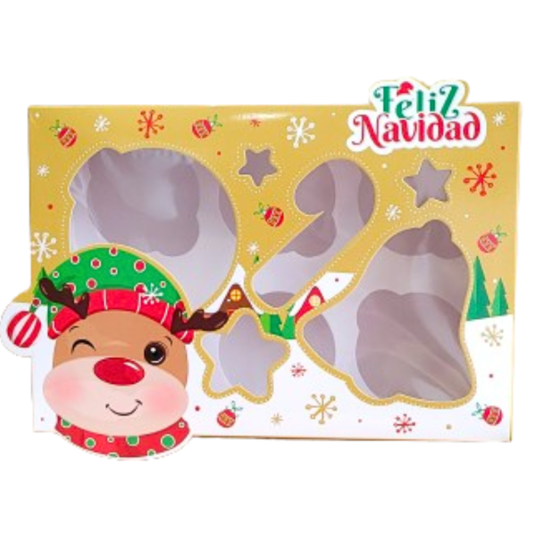 Caja Cupcake x6 Reno Navidad