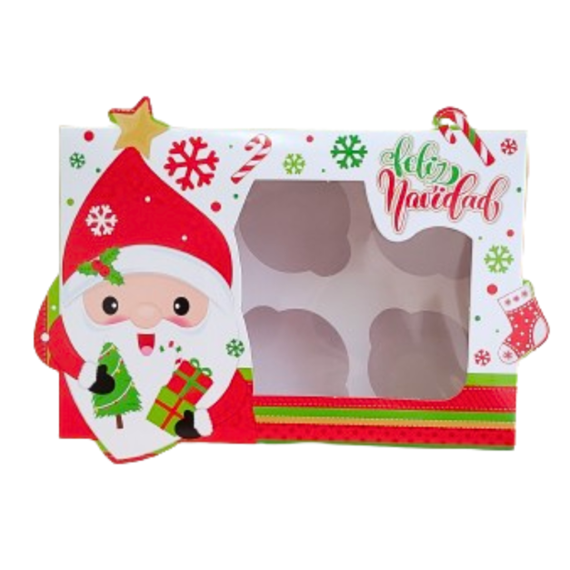 Caja Cupcake x6 Papa Noel Navidad