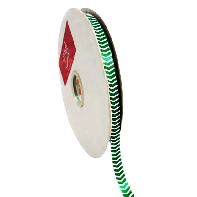 Cinta Satinada Chevron Verde x Metro