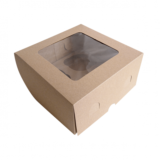 Caja Para 4 Cupcakes Kraft