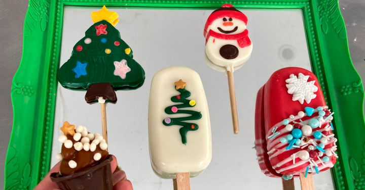 ¡Paletas de Chocolate Navideñas!