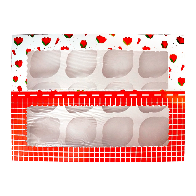 Caja Cupcake x12 Tulipán Rojo