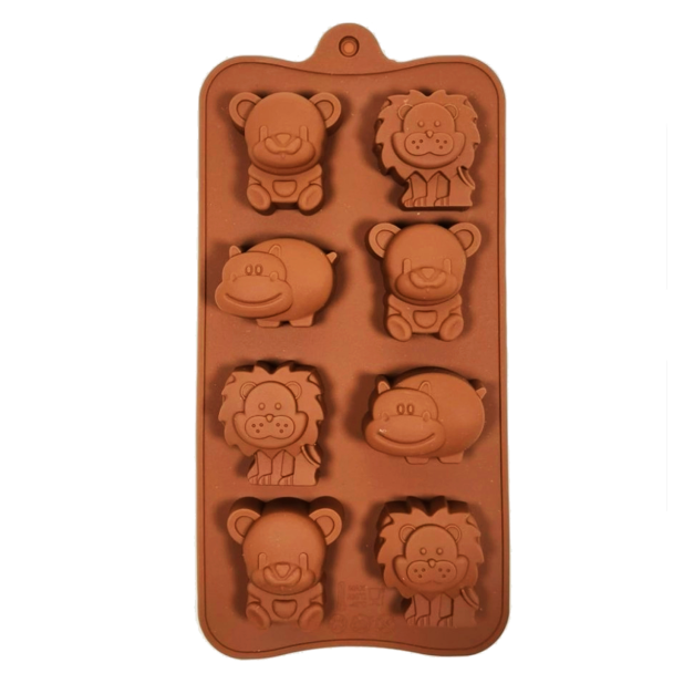 Molde Silicona Mix Animales de la Jungla x8 Cav