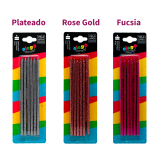 Velas Largas Escarchadas Olego x6