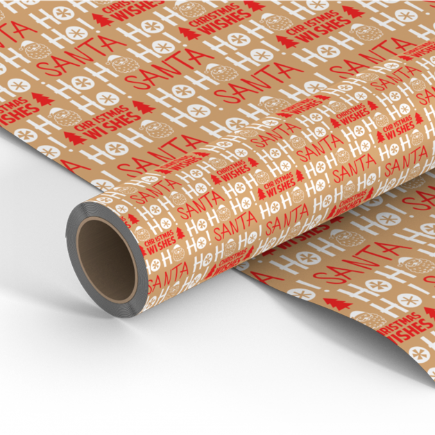 Bobina De Papel Kraft Papa Noel Rojo y Blanco