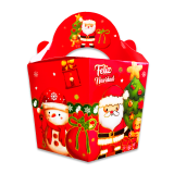Caja Hexagonal Grande Papá Noel con Árbol Navidad x und