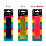 Velas Largas Escarchadas Olego x6