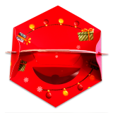 Caja Hexagonal Grande Papá Noel con Árbol Navidad x und