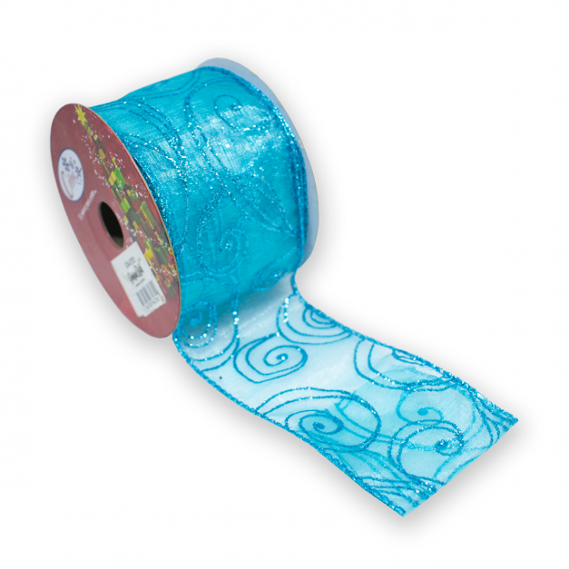 Cinta Navidad Celeste Ondas Rollo 9.14 Metros 034-703