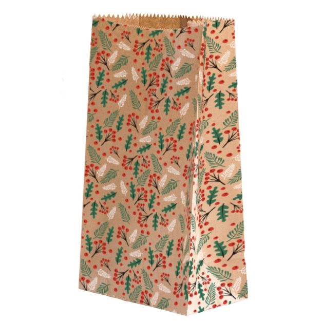 Bolsas #6 Floral Navidad Kraft 25und