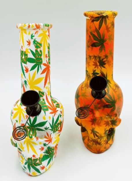 BONG DE VIDRIO FORMA CALAVERA - HOJAS