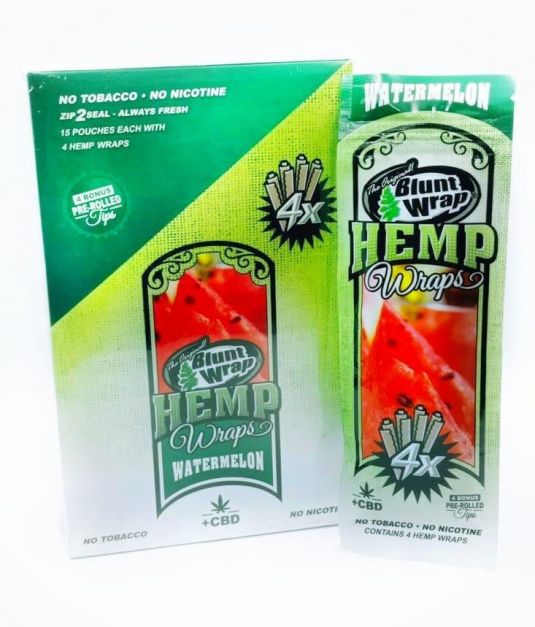 Blunt Wrap Hemp + Filtros 4X - Watermelon - Display X 15 Packs