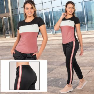 CONJUNTO RAYX55 NEGRO-ROSADO -M