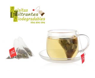Bolsita filtrante pirámide de nylon con etiqueta "Tea" - 3