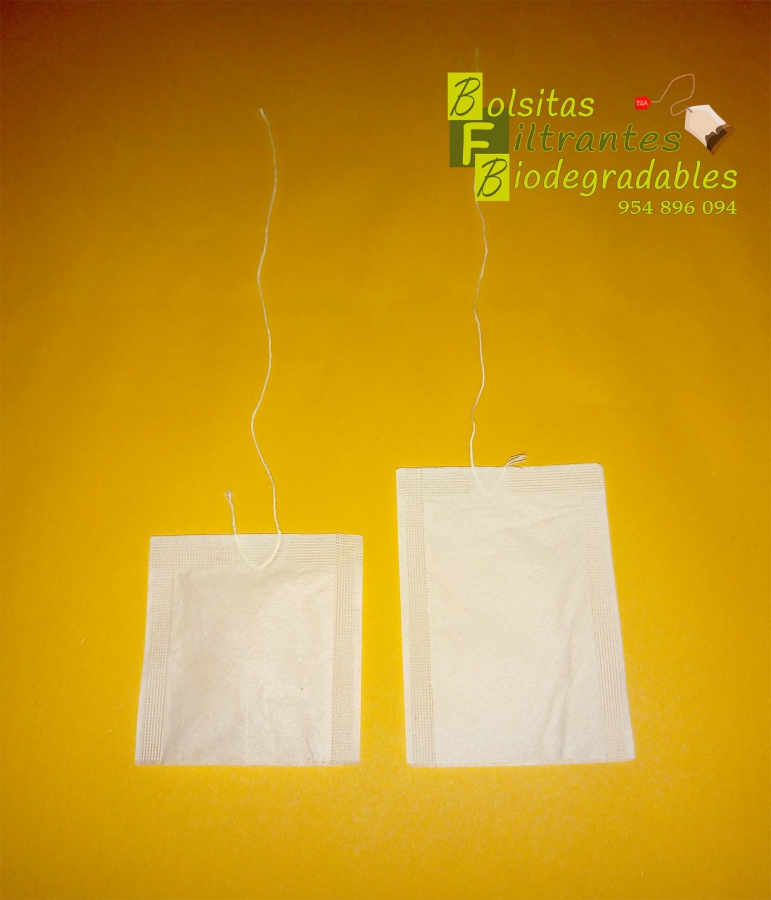 Bolsita filtrante de papel filtro con hilo