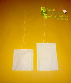 Bolsita filtrante de papel filtro con hilo