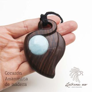 Corazón Amazonita de madera