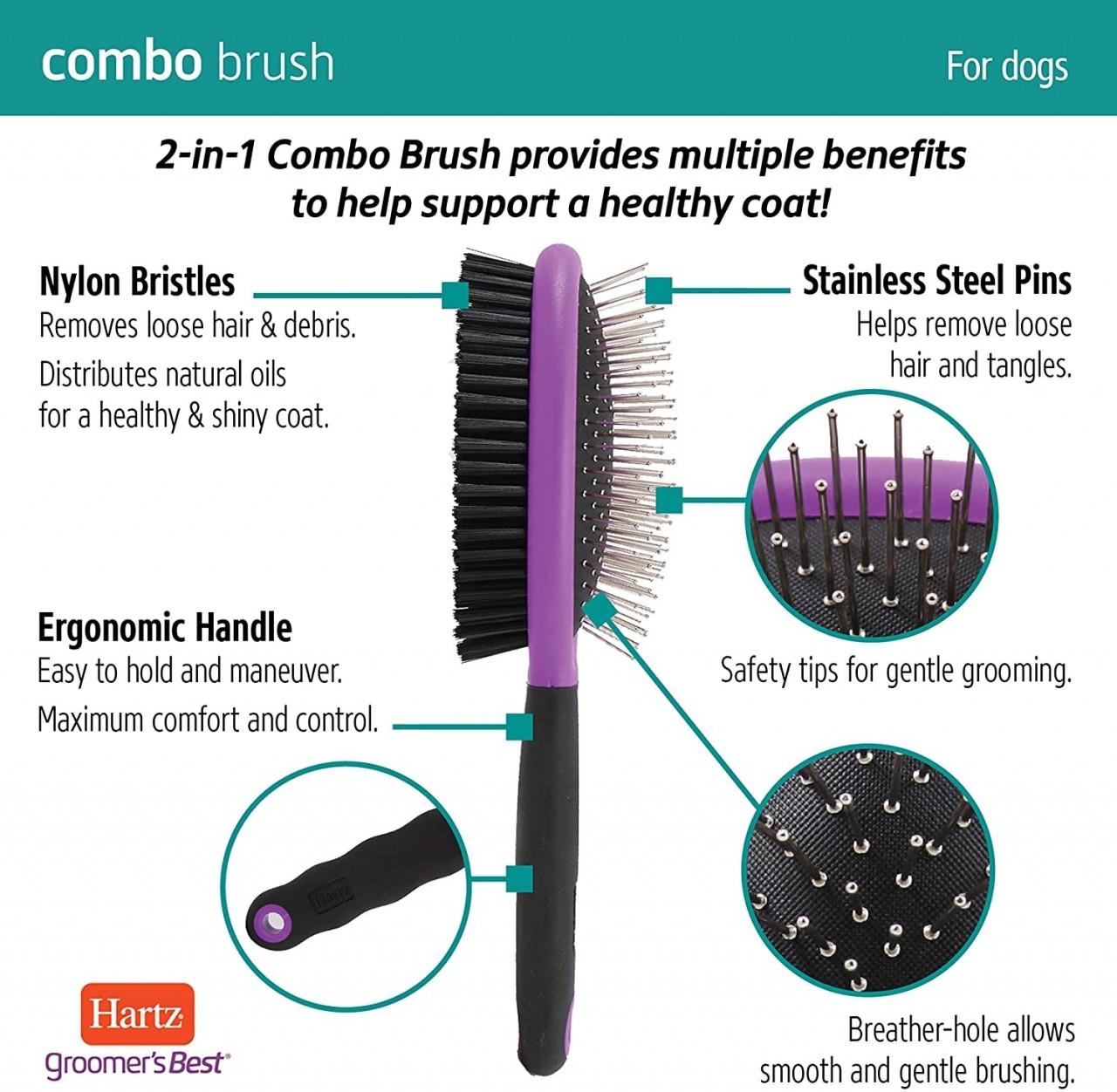 PAW SPA ALIMENTO PARA GATOS PERROS CEPILLO GROOMER'S BEST COMBO BRUSH