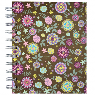 Libreta A6 - Flores verdes y moradas