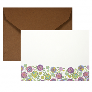 Pack de tarjetas - Flores verdes y moradas