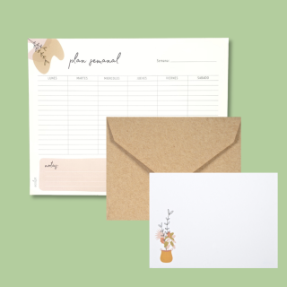Pack de tarjetas con sobres + planner semanal